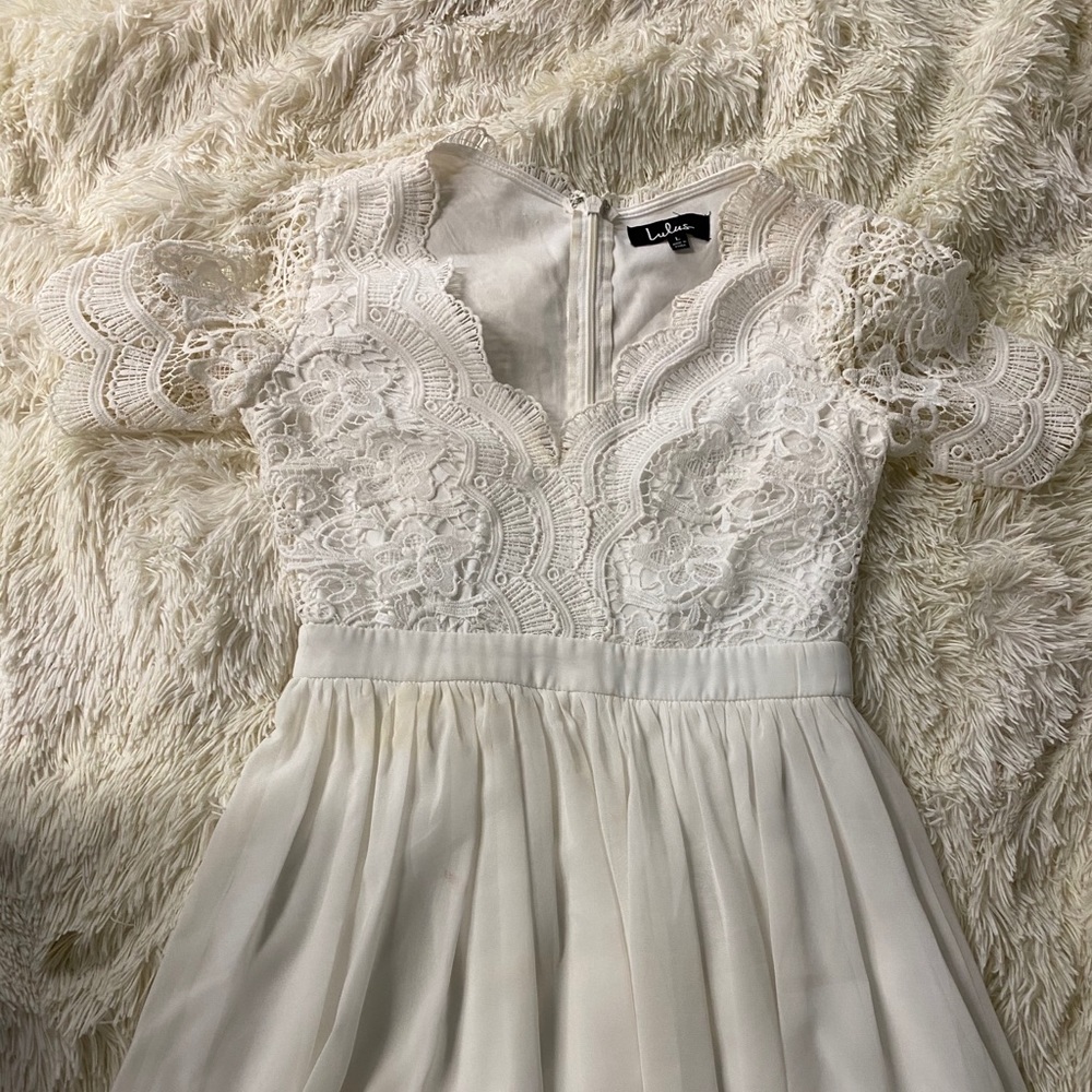 Lulus white lace mini dress